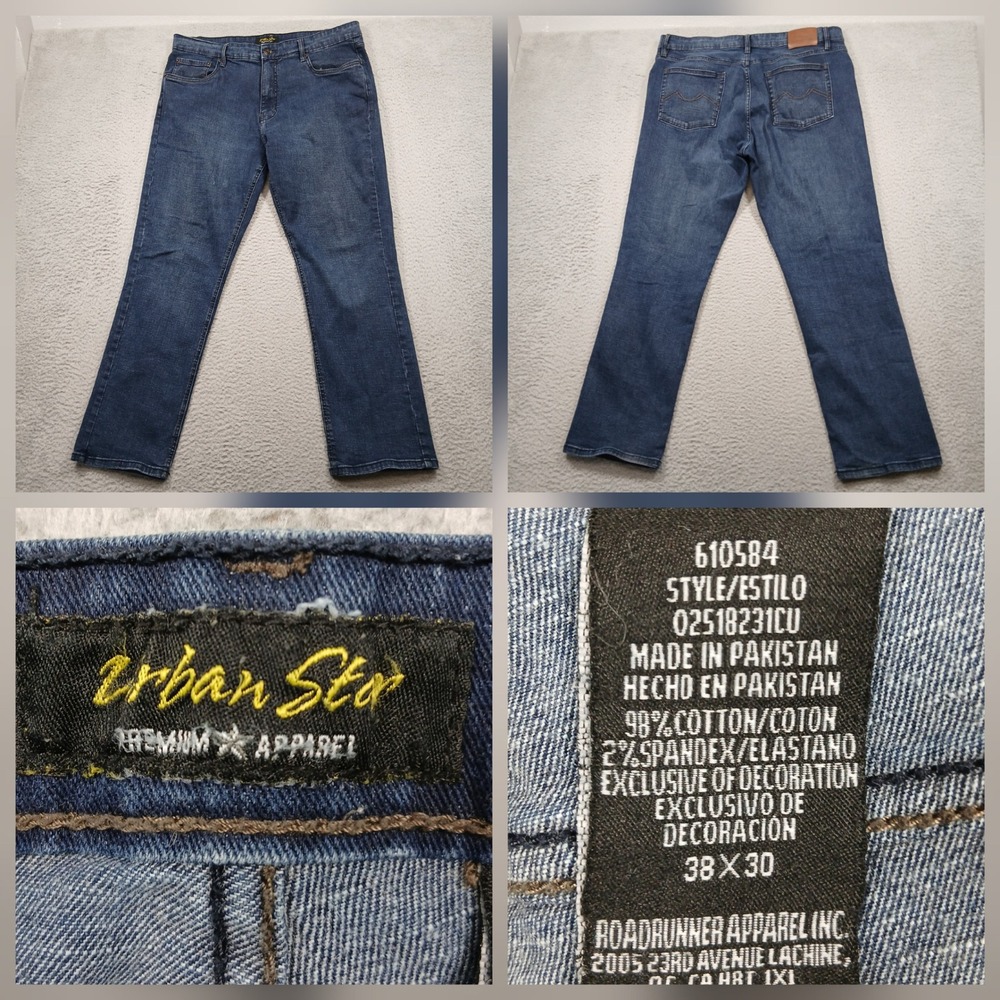Urban Star Premium Apparel‎ Jeans Mens 38x30 Blue Straight Stretch